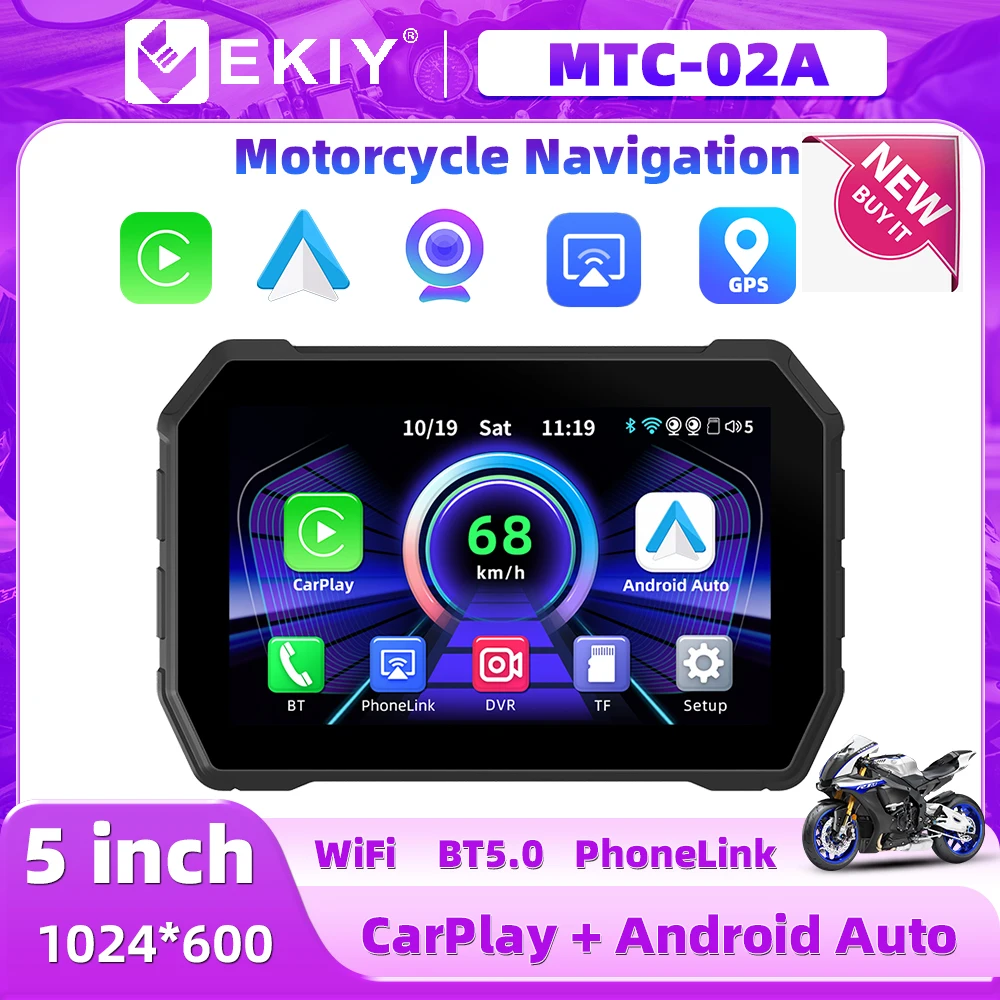 EKIY Carplay Display Screen Portable Motorcycle Android Auto GPS 5 inch New Design MOTO Navigation Speed GPS Accessories