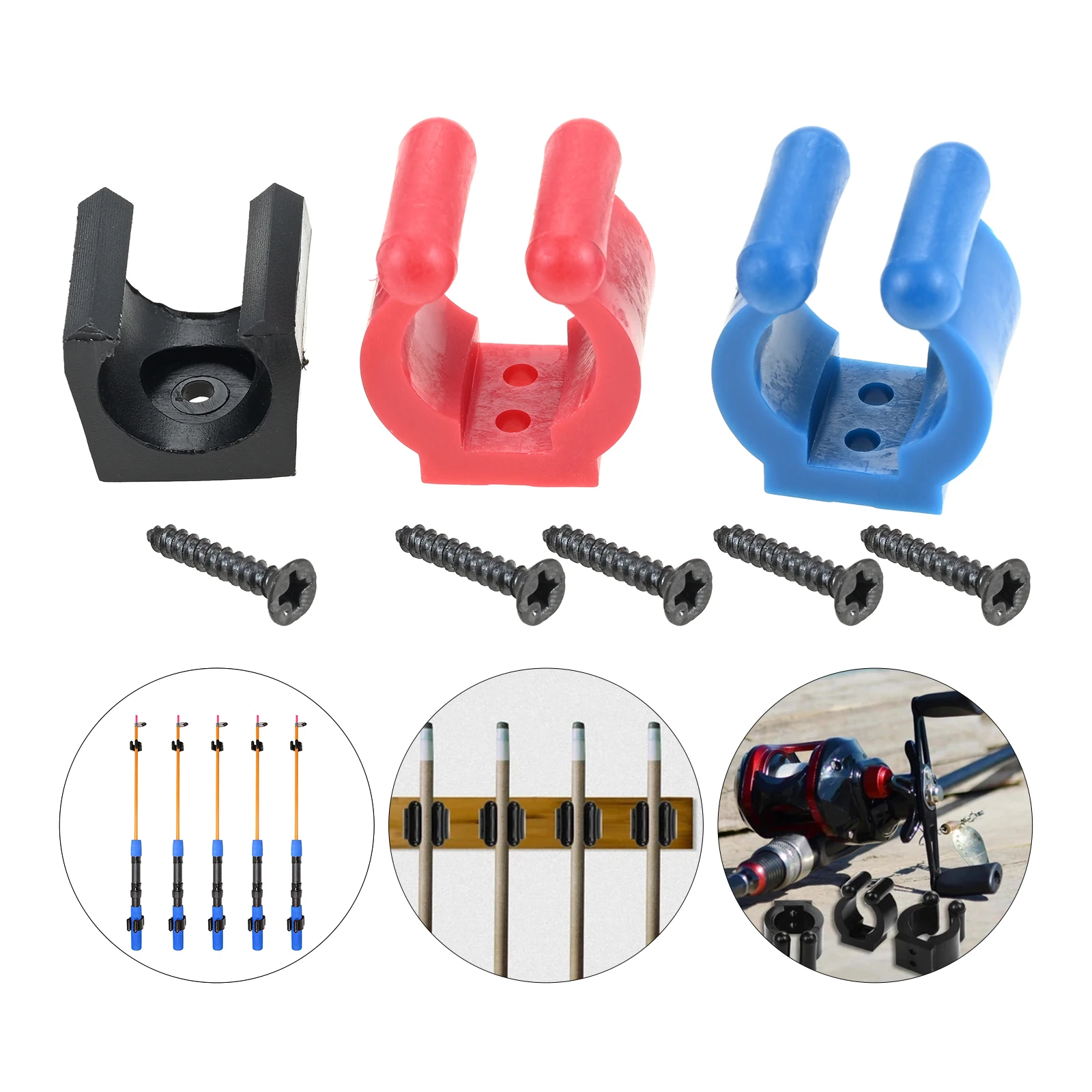 10pcs Multi-functional Fishing Pole Holder Clip Storage Rack Clamps Black/Red/Blue Cue Clips Fishing Rod Storage Rack 14mm/17mm