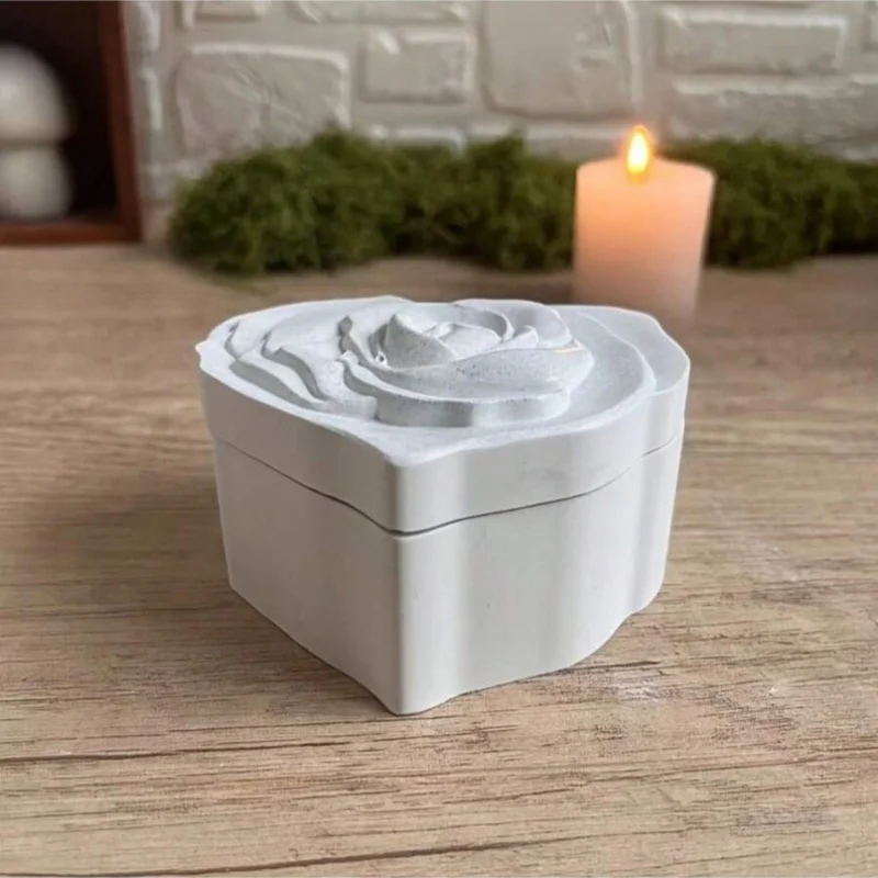 석고 화병, 왁스 양초, 레진 공예 제작용 하트 모양 실리콘 몰드, 5피스 수납 상자 세트, DIY 로맨틱 홈 데코 선물