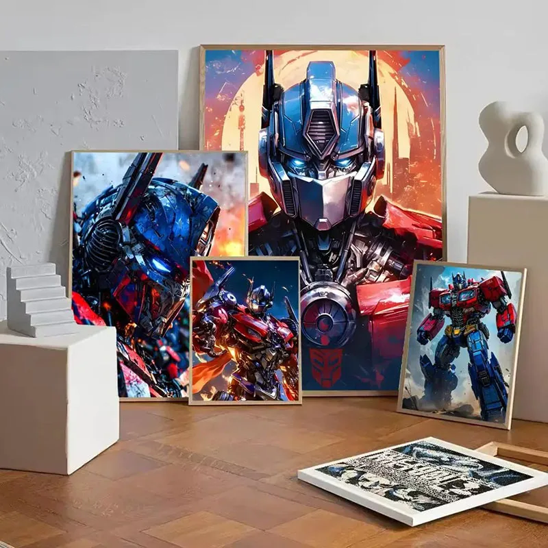 Cartoon Transformers Decorative PaintingCartoon Autobot Leader Optimus Prime Room Poster Canvas Decorative Painting Holiday Gift