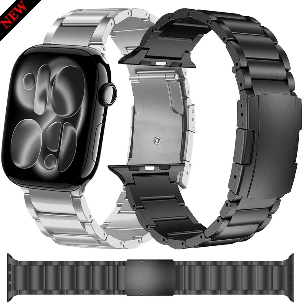 

Титановый металлический ремешок для Apple Watch Band Ultra 3, 49 мм, 45 мм, 44 мм, 42 мм, 46 мм, браслет из нержавеющей стали для iWatch 11, 10, 9, 8, 7, 6, 5, 4, SE3