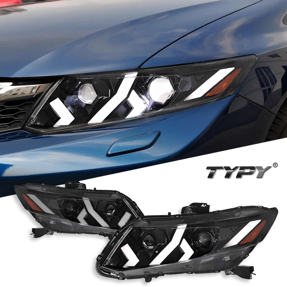 

TYPY Car For Honda Civic Headlight 2012-2015 Upgrade Modified to New DRL Dynamic Turn Signal LED Headlight Auto Accessories
