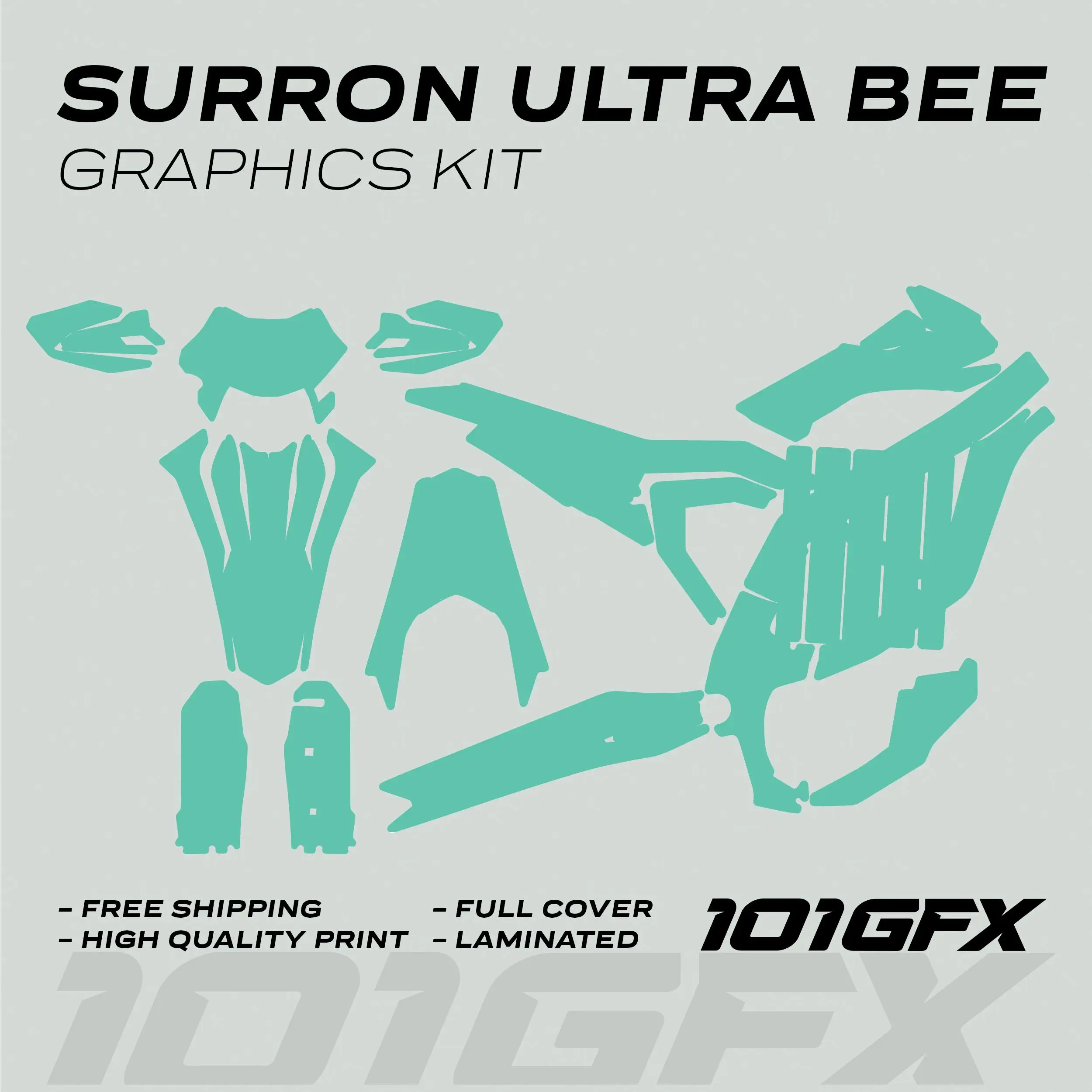 Graphics Kit SOLID COLOR MINT Decals Stickers Laminated eBike Decals Wrap Protection Mono Color For Surron Ultra Bee
