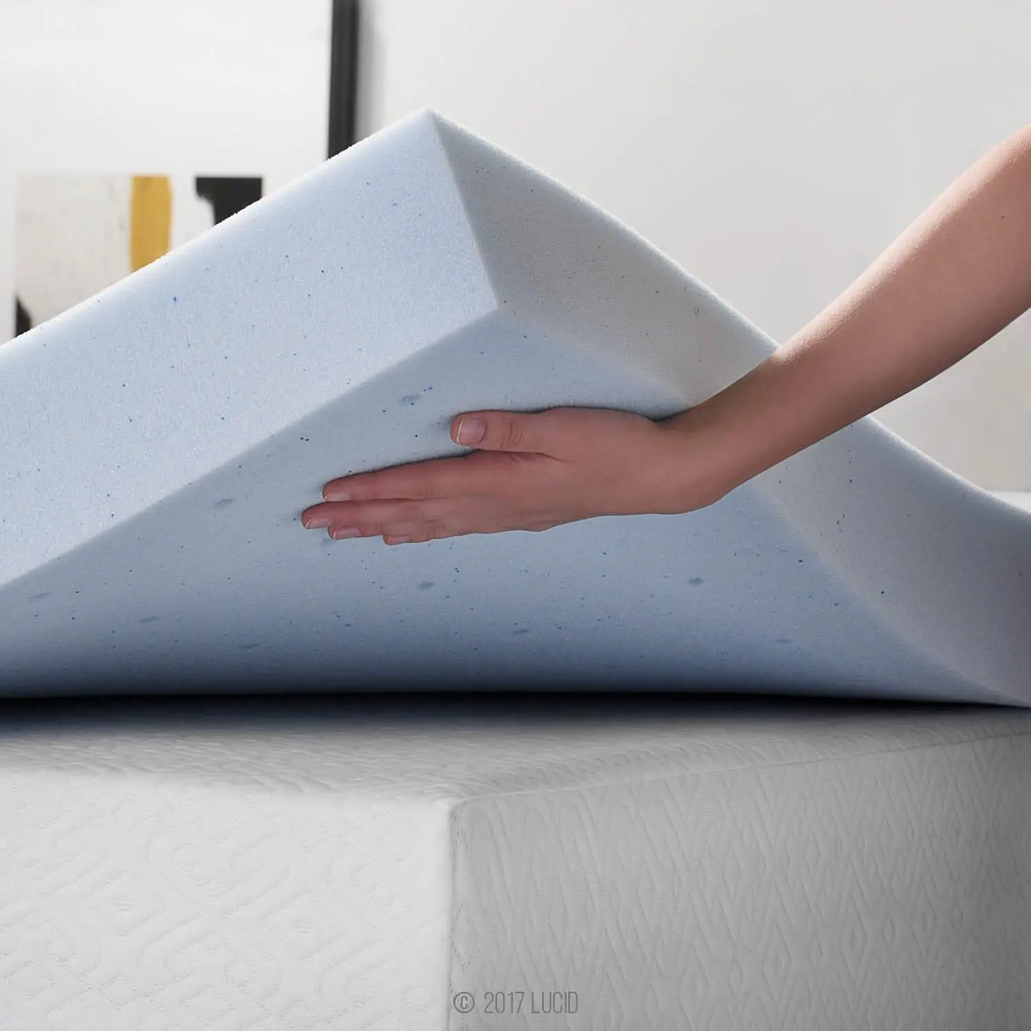 Surmatelas en gel mousse à mémoire de forme, design ventilé, ultra peluche, CertiPUR-US ignorent, Twin XL, bleu, 4 po