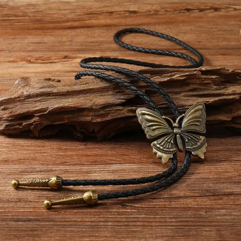 39BD 1pc/2pcs Butterfly Buckle Bolo Tie for Men Women Bridegroom Wedding Necklace Western Cowboy Necktie Bolo Tie for Shirt