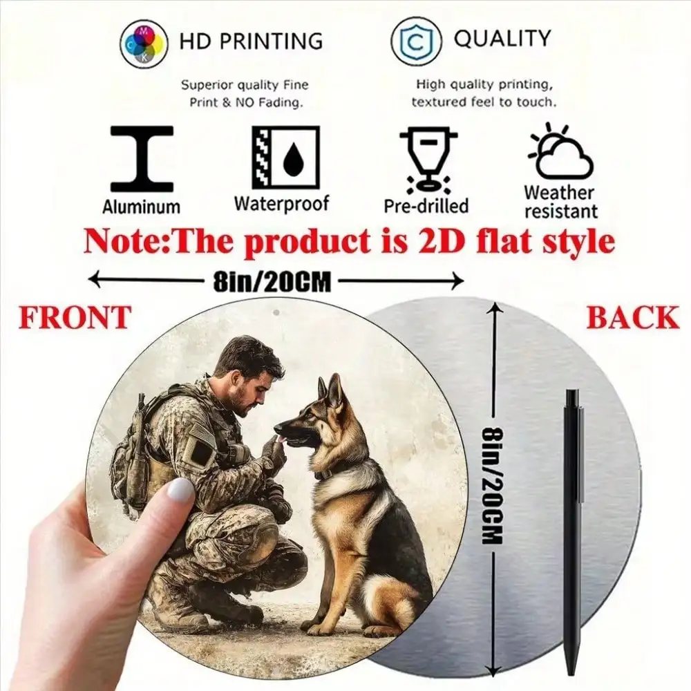 Brand German Shepherd Metal Wall Art Heavy Aluminum Tactical Dog Plaque 8x8 Inch Rustic Military Veteran Gift No Wiring Needed