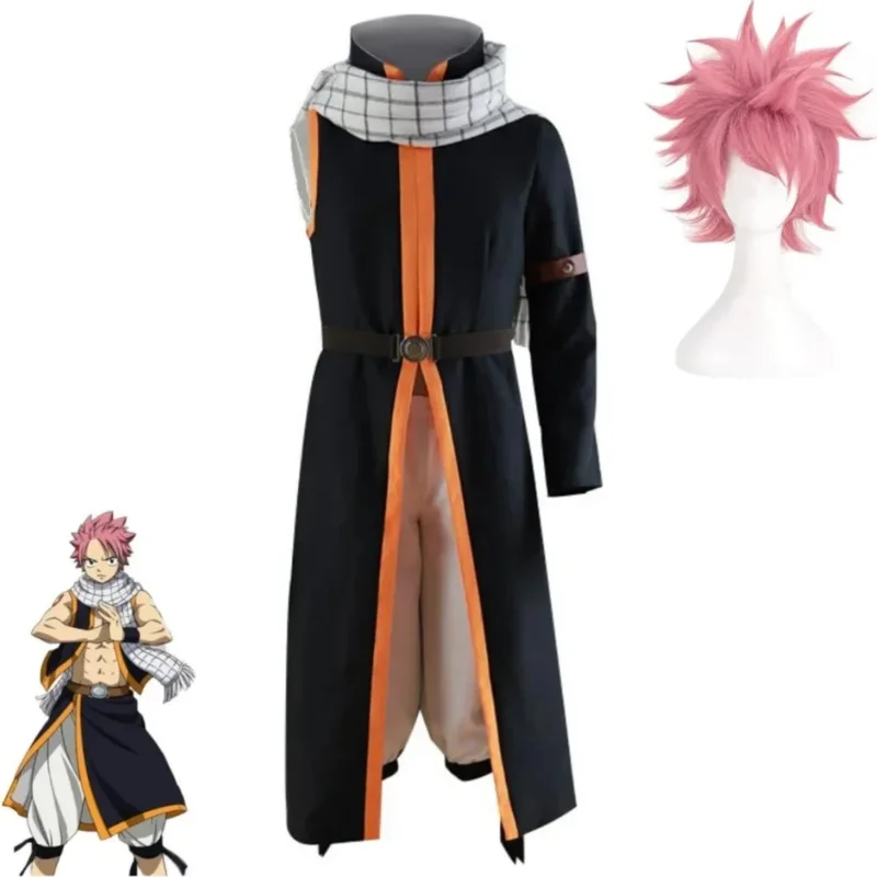 Anime Fairy Tail Etherious Natsu Dragneel END Cosplay Costume Seven Years Later Cloak Outfits Wig Halloween Carnival Party Suits