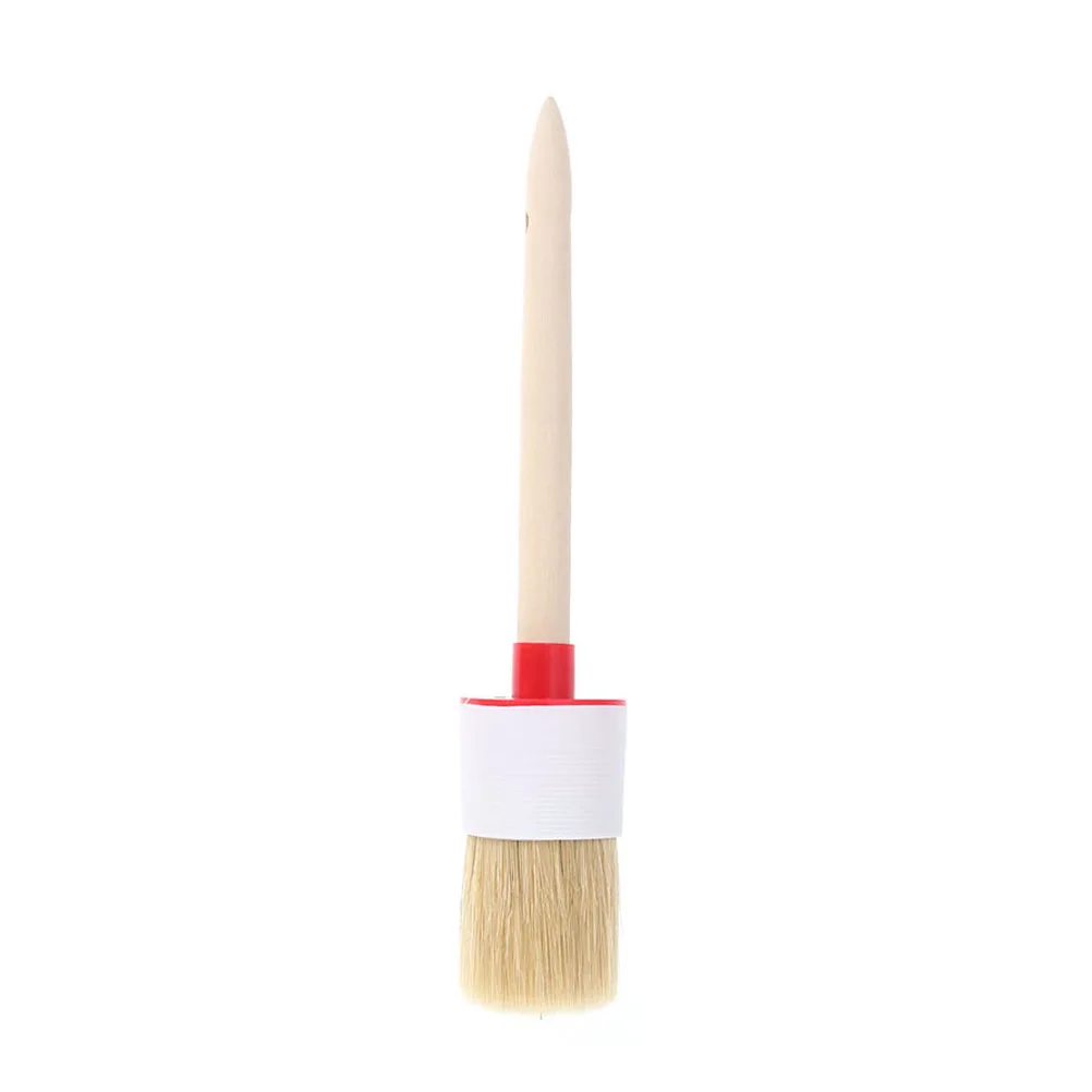 

4 Pcs Bristle Brush Wooden Handle Oil Painting Brush Round Bristle Chalk Round Bristle Brush for BBQ (20mm)