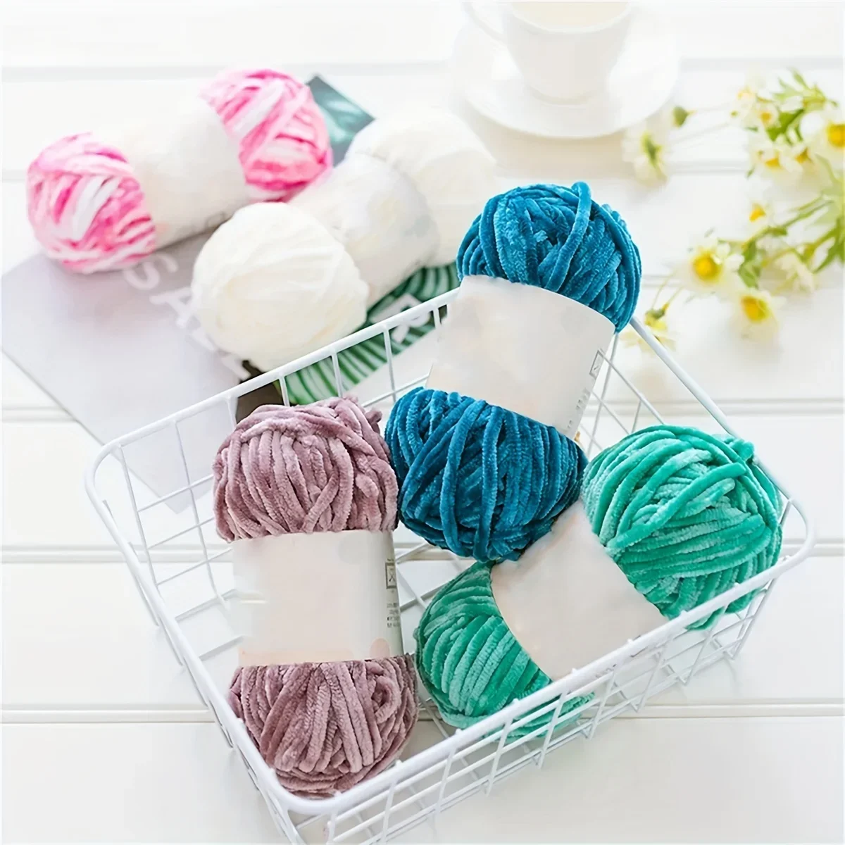 2pcs X100g Fleece Chenille Knitted Multi Color Handmade Yarn Balls Super Soft Velvet Yarn Chunky Blanket Yarn