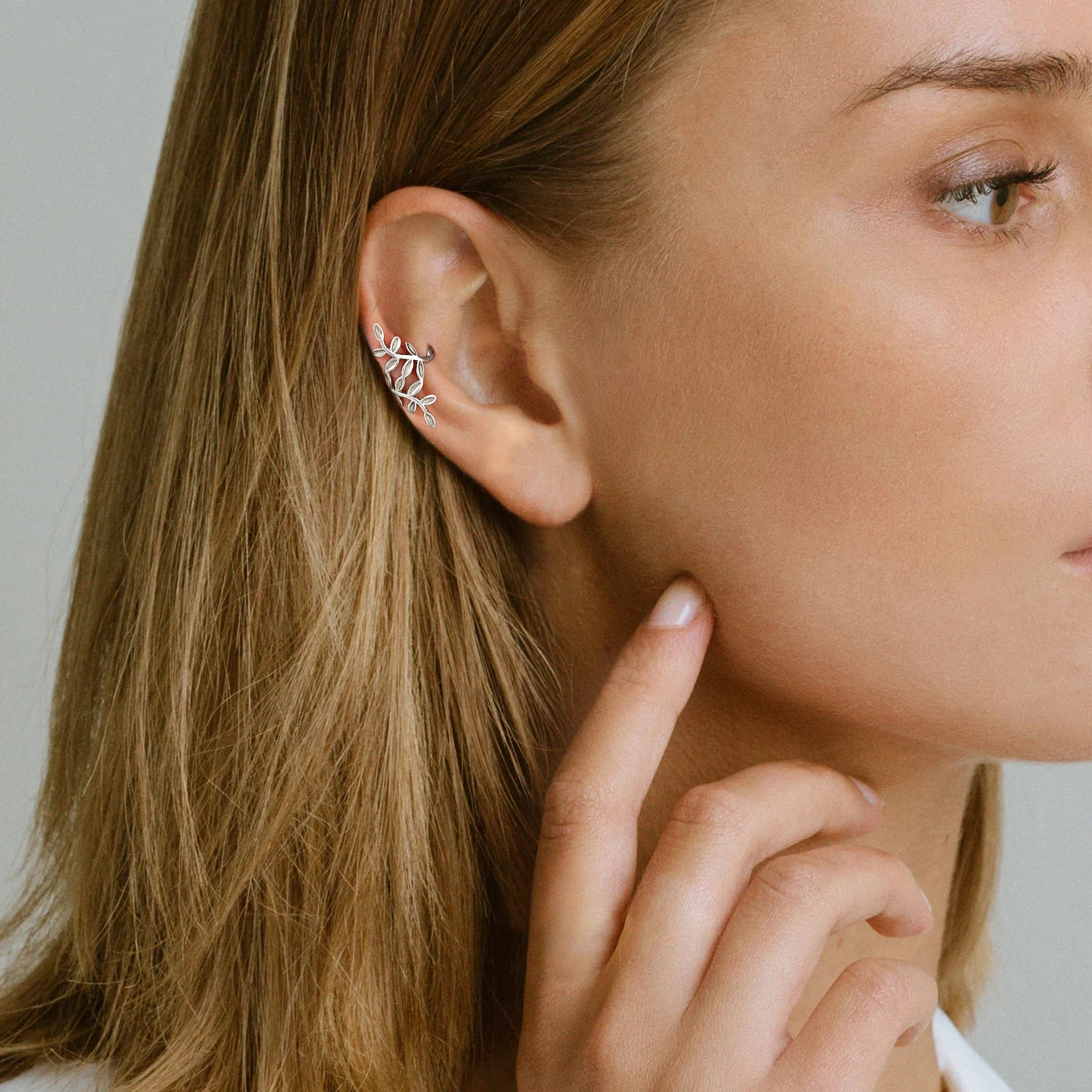 U7 925 Sterling Silver Leaf Ear Cuff for Woman Non Pierced Earring Cartilage Clip Wrapped Earrings Dainty Jewelry Gift for Her