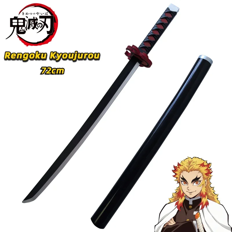 Demon Slayer Katana Original Anime Sword Assembled Cosplay Props Orange Rengoku Kyoujurou Tomioka Giyuu Swords 72cm