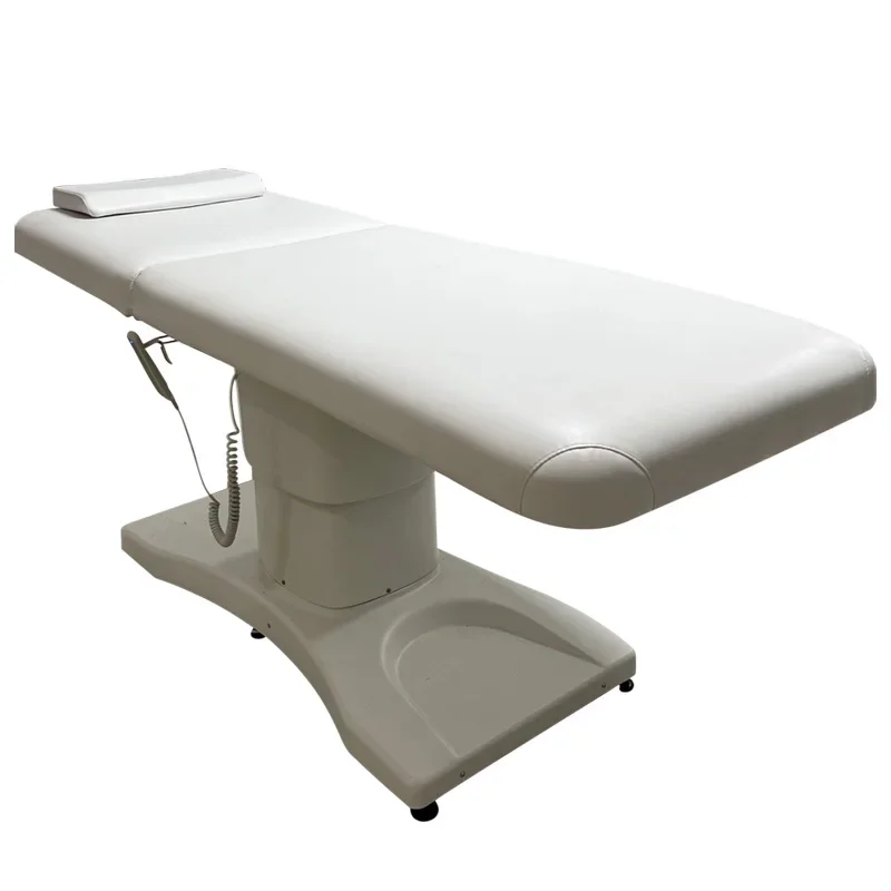 سرير تدليك للتجميل باللون الأبيض بقاعدة فولاذية، سرير للوجه، أثاث صالون التجميل، طاولة تدليك، سرير نوير قابل للتعديل بارتفاع حديث
