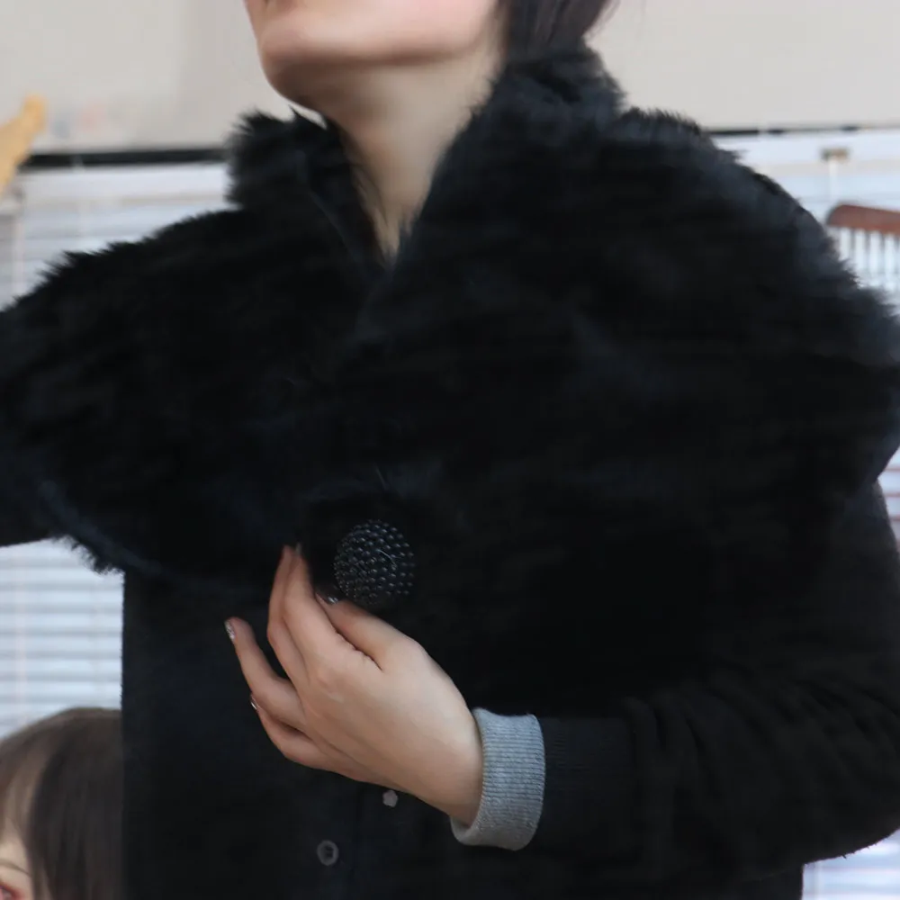 

Свадебный шарф-воротник из искусственного меха для невесты, теплый, утолщенный, с жемчугом, имитация кроличьего меха