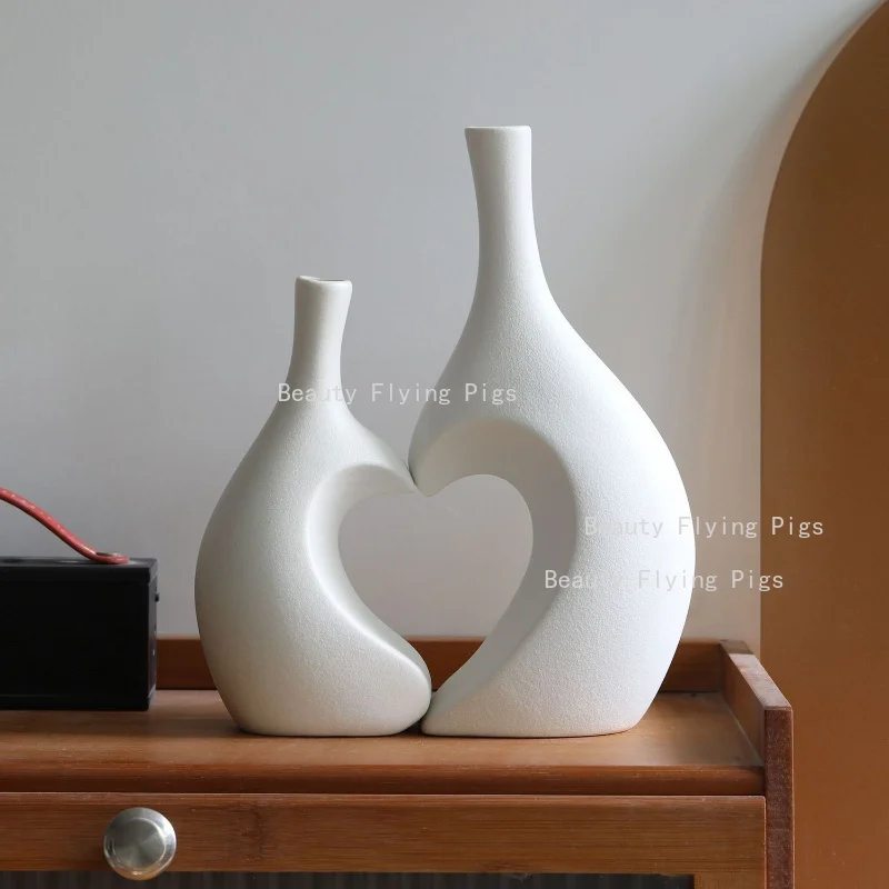 Alien Ceramic Vase Set, Assemble Heart-shaped Ceramic Vase, Household Decorative Vase, Home Decoration, TV Cabinet Decoration