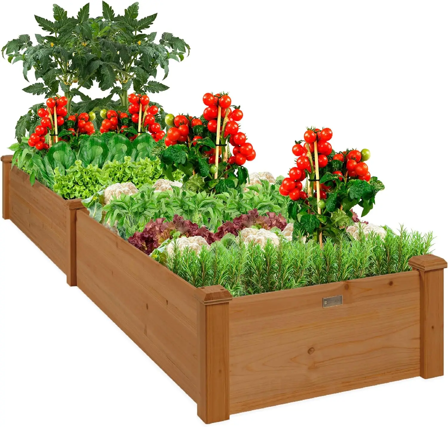 

8x2ft Outdoor Wooden Raised Garden Bed Planter for Vegetables, Grass, Lawn, Yard - Acorn Brown