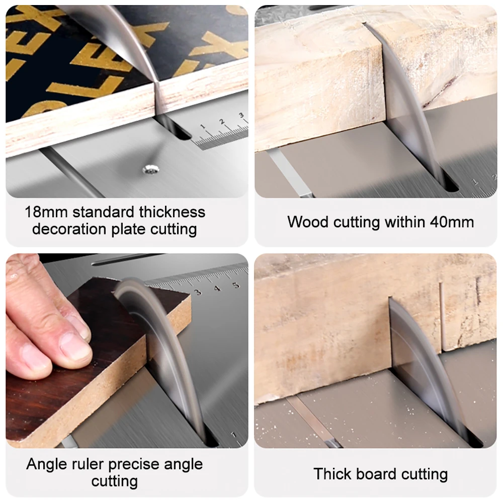 2500W Woodworking Decoration Table Saw Newly Upgraded Stainless Steel Table Top with Angle Ruler and Adjustable Backing