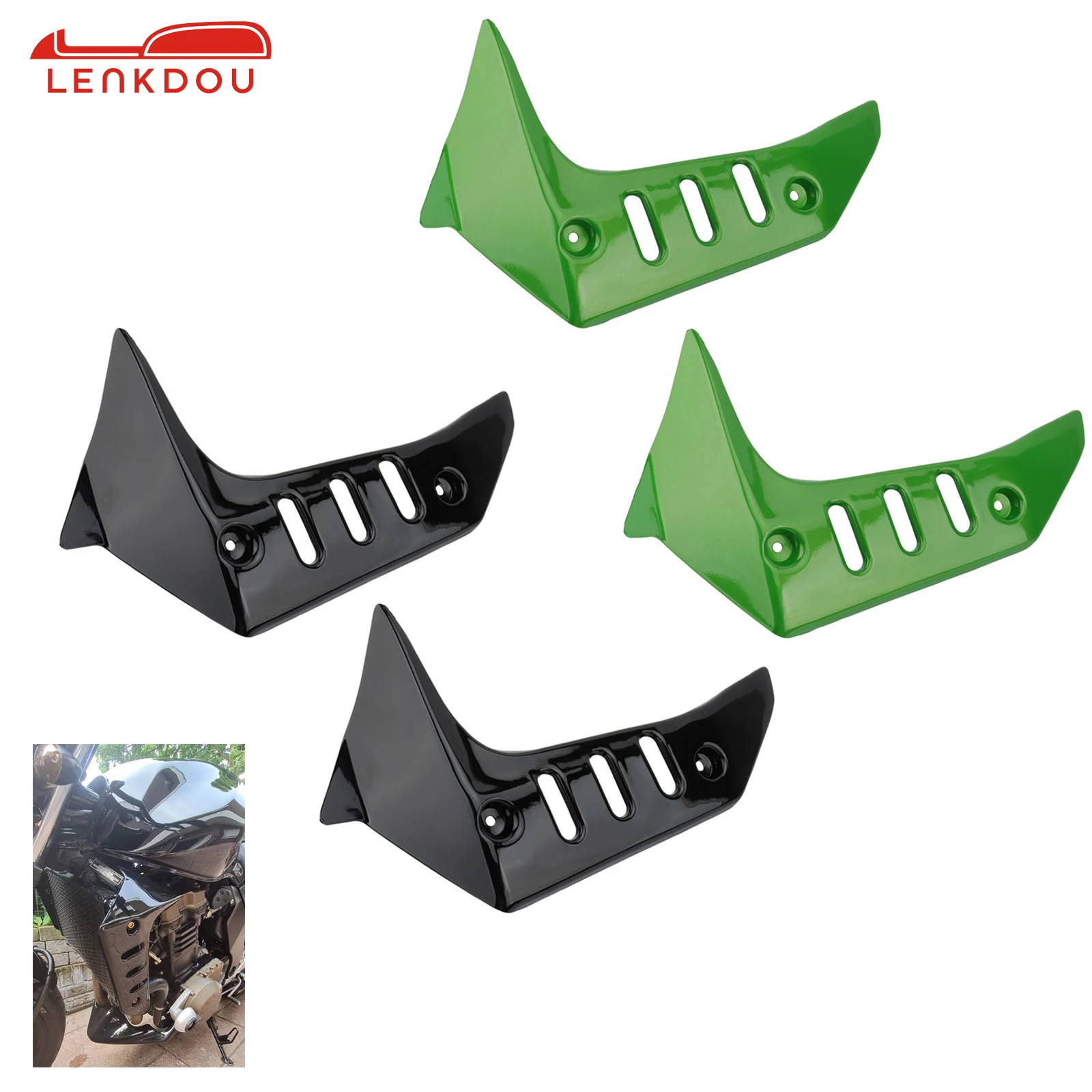 

Motorcycle Radiator Side Panel Fairing Cover Black/Green For Kawasaki Z750 2004 2005 2006 2007 Moto Accessories ABC Plastic