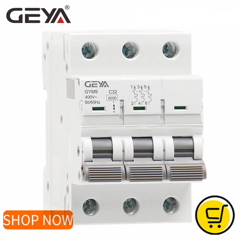 

GEYA GYM9 3P MCB 6A-63A 6KA Mini disyuntor Din Rail Circuit Breaker 6A 10A 16A 20A 25A 32A 40A 50A 63A AC Type MCB 400V