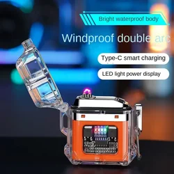 New Transparent Shell Double Arc USB Electronic Lighter TYPE-C Fast Charge COB Lighting Plasma Lighter Electric Waterproof