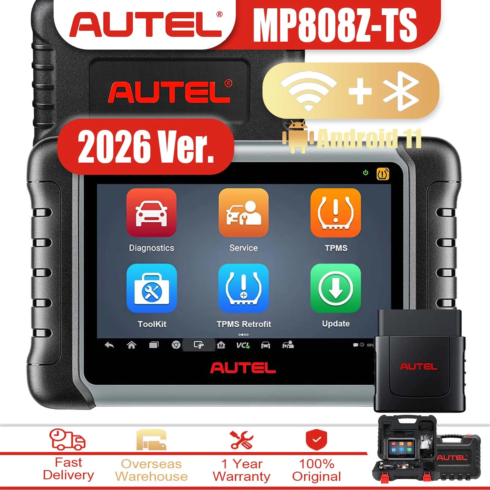 

Диагностический сканер Autel MaxiPro MP808Z-TS с двунаправленным управлением, инструмент для диагностики автомобилей, сканирование всех систем, кодирование ЭБУ, новинка 2026 года