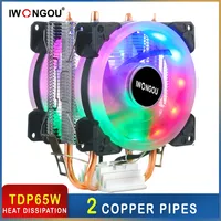 Air Cooler x99 3 pin 90mm RGB Cooling CPU Fan IWONGOU 2 Heatpipes x79 Processor Cooler for Intel Lga2011 1200 1700 AMD Radiator