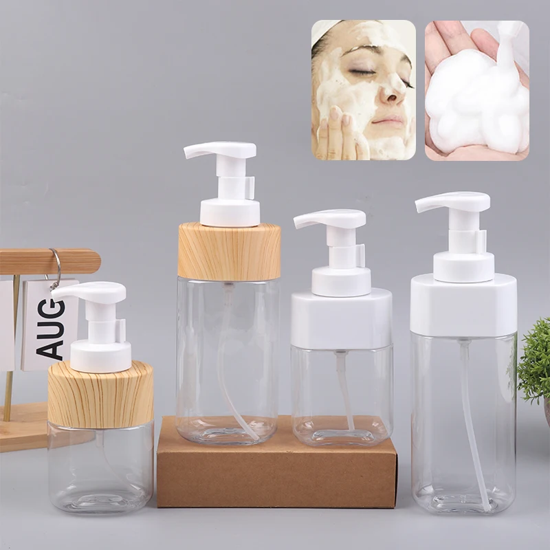 Distributeur de savon moussant à pression transparente, bouteille vide de Gel douche de 300/500ml, récipient de Mousse Portable pour nettoyant pour les mains