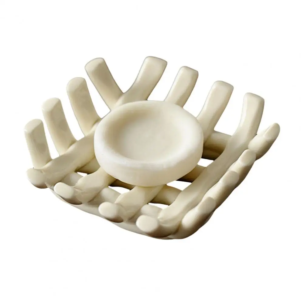 Bandeja de jabón de cocina, organizador artesanal, plato de cerámica para baño, organizador de jabonera con autodrenante hueco para baño y ducha