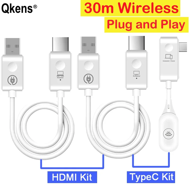 

Беспроводной HDMI видеопередатчик и приемник 1080P Type C, беспроводной кабель-расширитель дисплея для ноутбука/камеры/телефона/проектора/телевизора