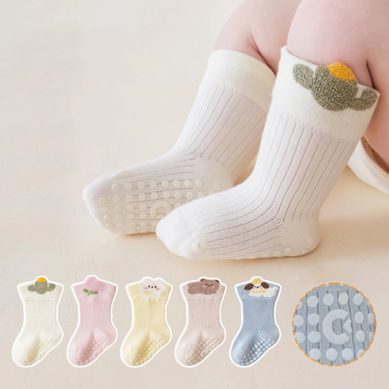Anti‑Slip Baby Floor Socks Soft Non‑Slip Sole Indoor Toddler Socks Cartoon Socks For Newborn Boys Girls Floor Play