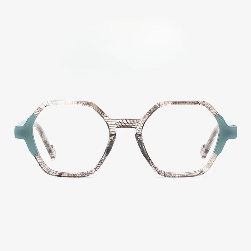 

Многосторонняя ламинированная пластинчатая оправа для очков в стиле ретро, индивидуальные и художественные мужские и женские очки для близорукости с плоским зрением