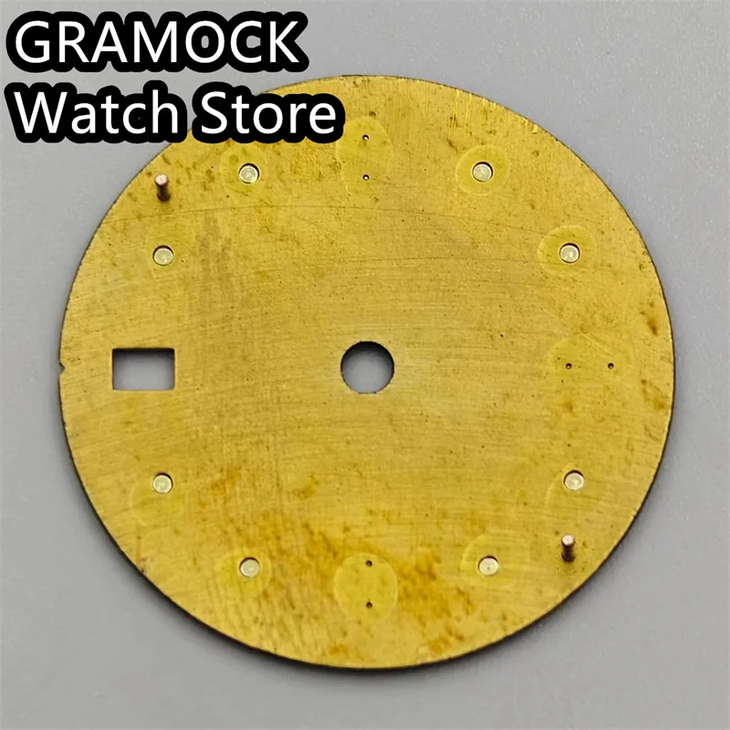GRAMOCK 29mm Glossy Watch Dial Blue/Green Luminous With Green Red Blue Orange GMT Text Fit NH34 Movement