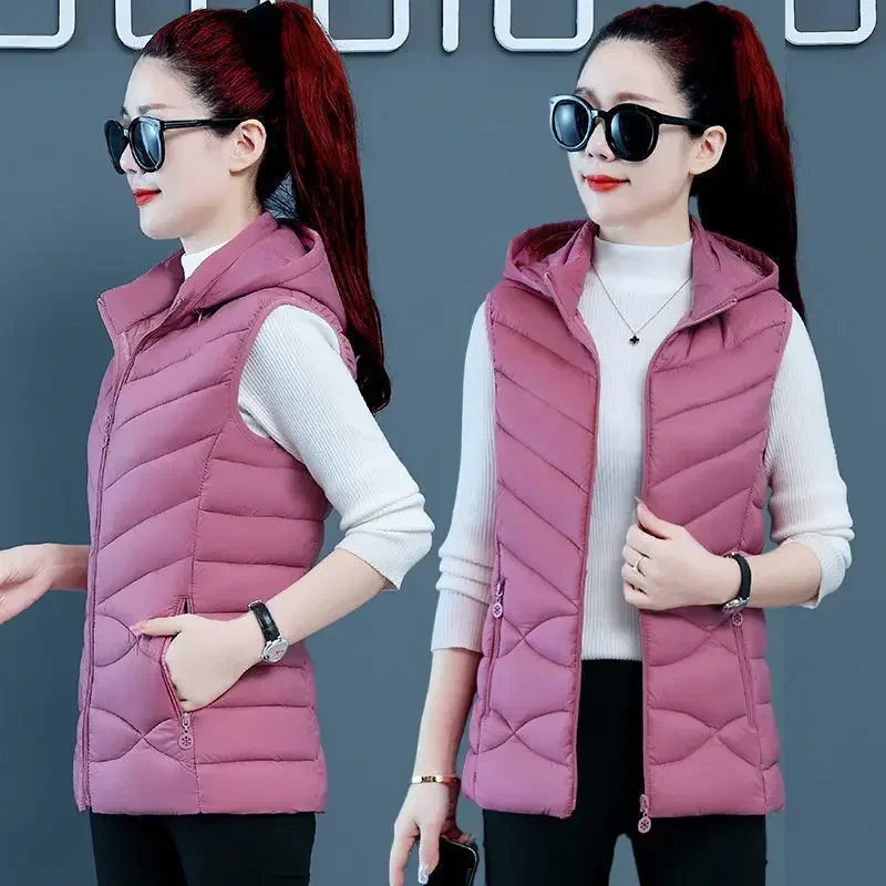 Sigutan Autumn Winter New Women Vest Warm Down Cotton Vests Female Thick Removable Hooded Waistcoat Sleeveless Jacket Vest Coat