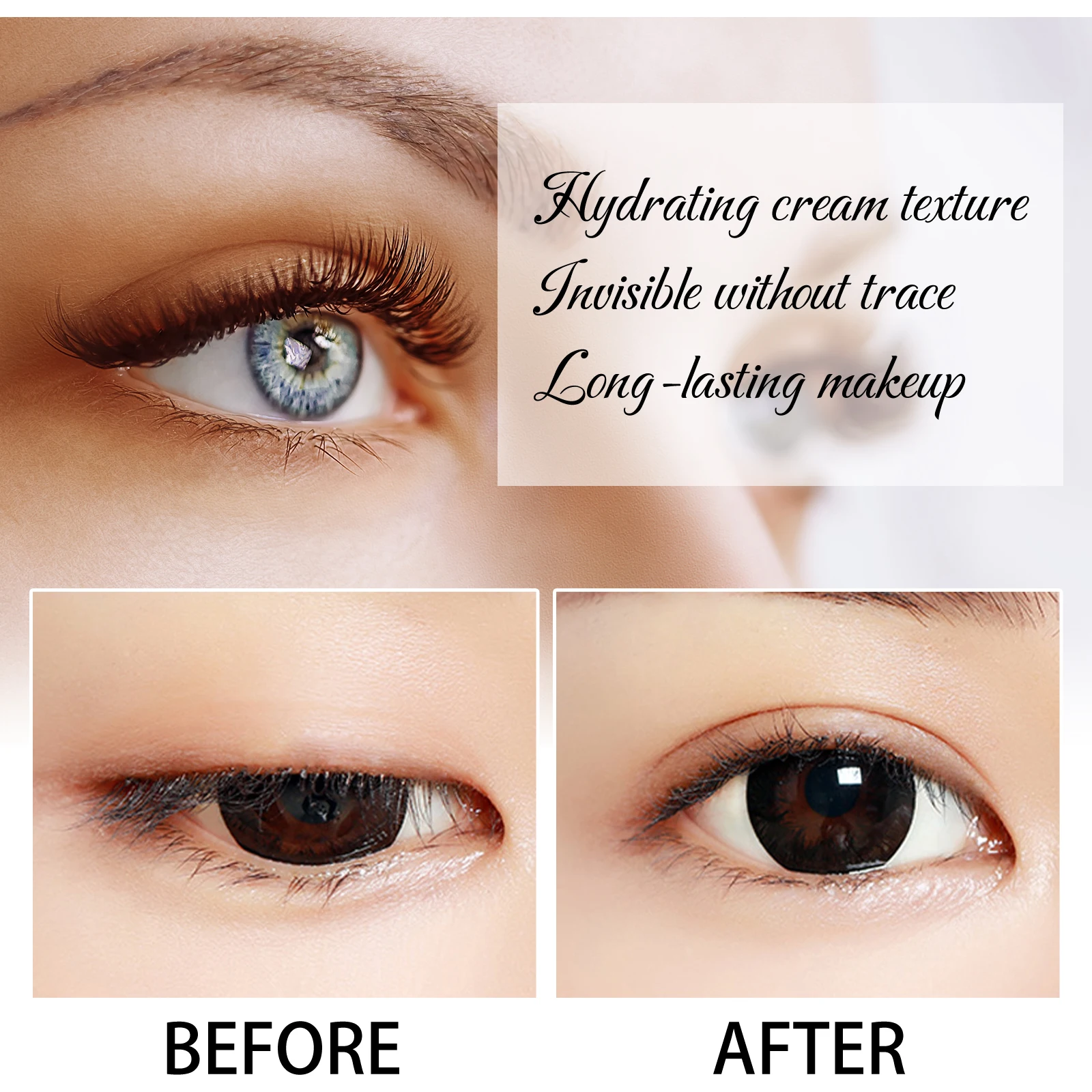 Invisible Double Eyelid Styling Cream Instant Eye Lift Gel for Hooded Eyes Long Lasting Waterproof Eyelid Shaping Glue with Tool