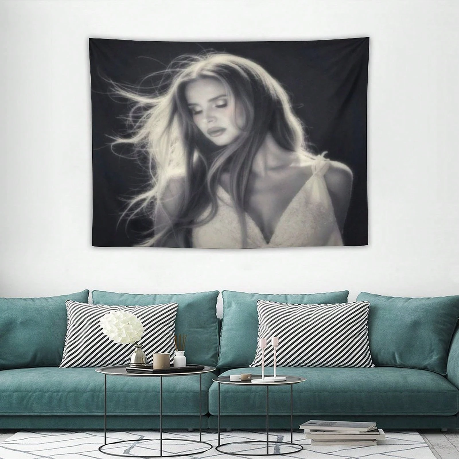 1pc Lana Del Rey Vintage Portrait Tapestry, Singer Fan Wall Hanging, Cool Room Stuff, Large Size, Polyester 2D Print, Bedroom St