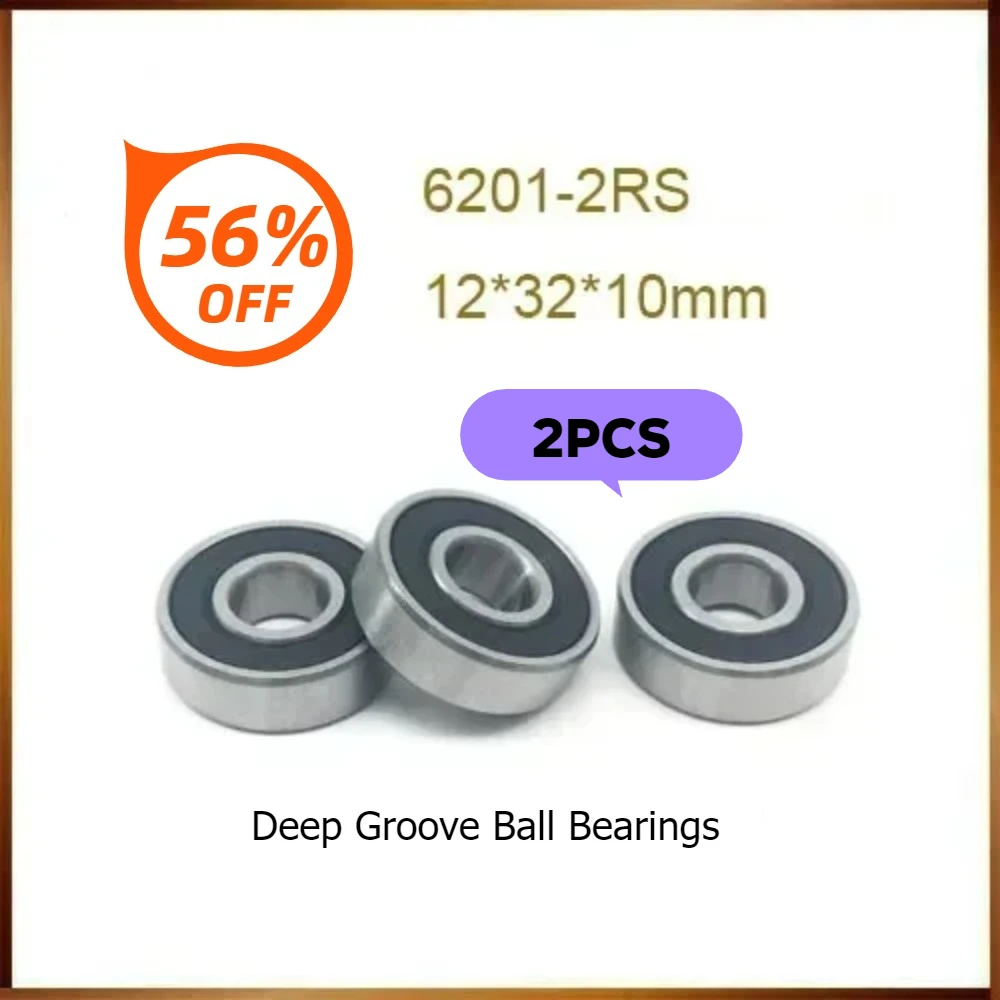 2Pcs 6201-2RS 6201R…