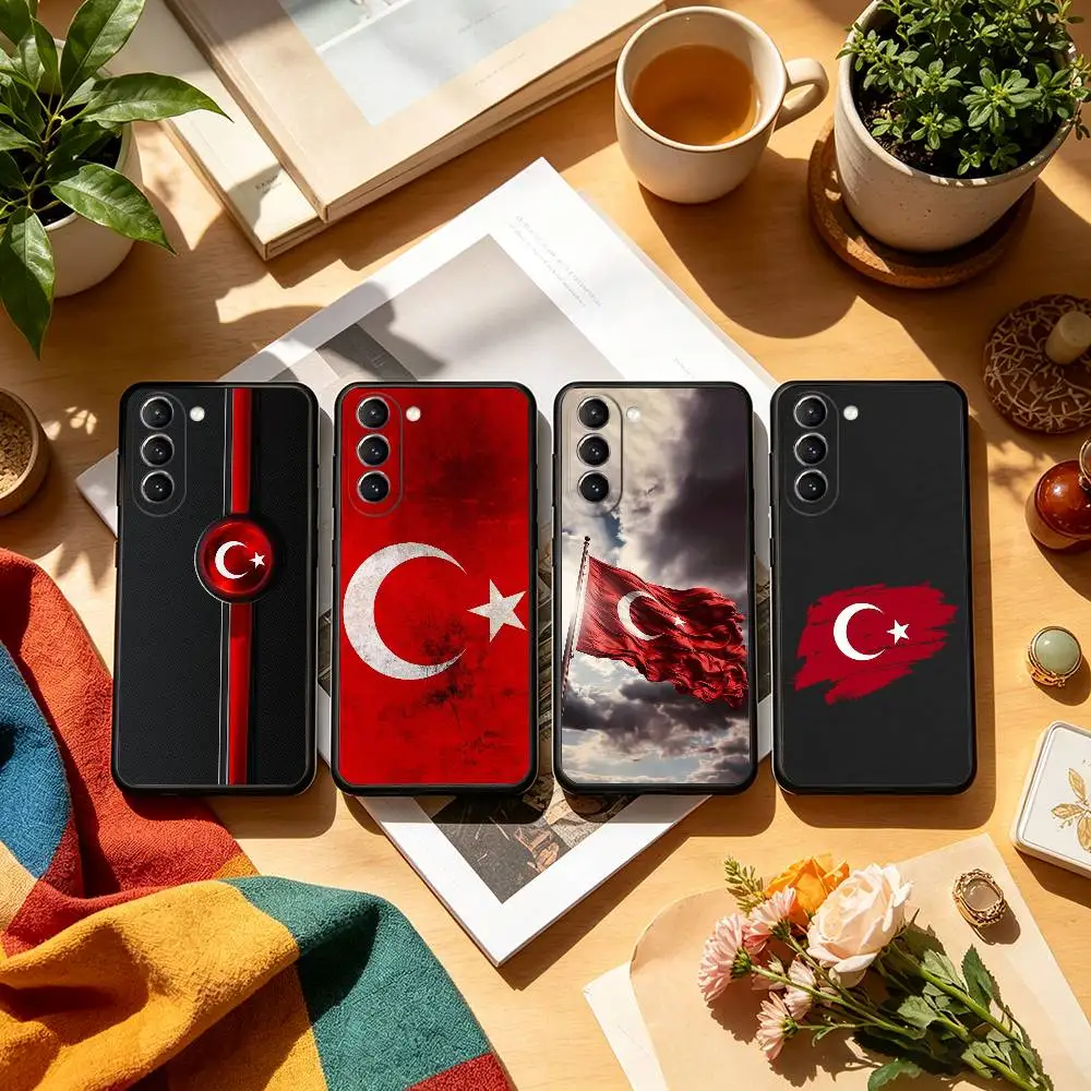 1pc T-Turkey T-Turkish Flag  Phone Case Black Silicone Soft For Samsung S26,S25,S24,S23,S22,S21,S30,Ultra,Plus,Fe,Lite