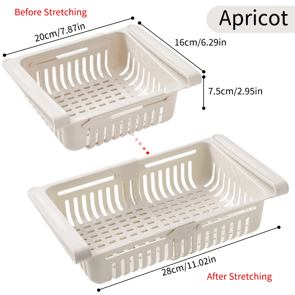 Kitchen Fruit Food Storage Box Plastic Fridge Organizer Slide Under Shelf Drawer Box Rack Holder Refrigerator Storage Containers