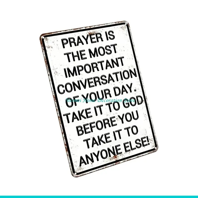 H7BF Prayer Is The Most Important Conversation of Your Day Sign Religious Wall Decors