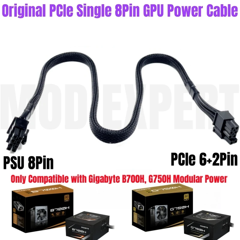 PSU 8Pin to PCIe 6+2Pin 8Pin VGA GPU Modular Power Cable for Gigabyte GP-B700H 700W, GP-G750H 750W Power Supply Unit Sleeved Net