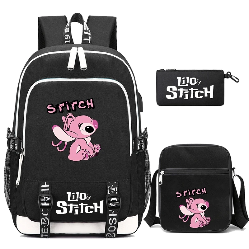 3 sztuk/zestaw plecak z motywem Stitch Disney Lilo dla chłopca dziewczyna z powrotem do szkoły plecak nastoletnie dzieci kreskówka torba studencka z