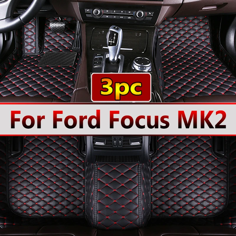 Custom Automotive Car Floor Mats For Ford Focus MK2 2008 2009 2010 2011 Auto Luxury Leather Men Women Car Mats Full Coverage