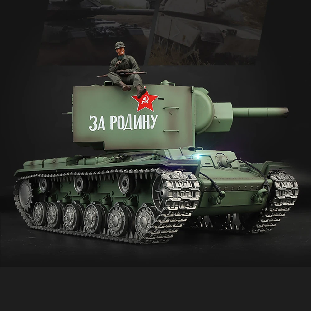 Henglong 3949 Soviet Russia KV-2 Tank RC Model Can Launch Simulation Appearance Sound Effect Military Remote Control Toys