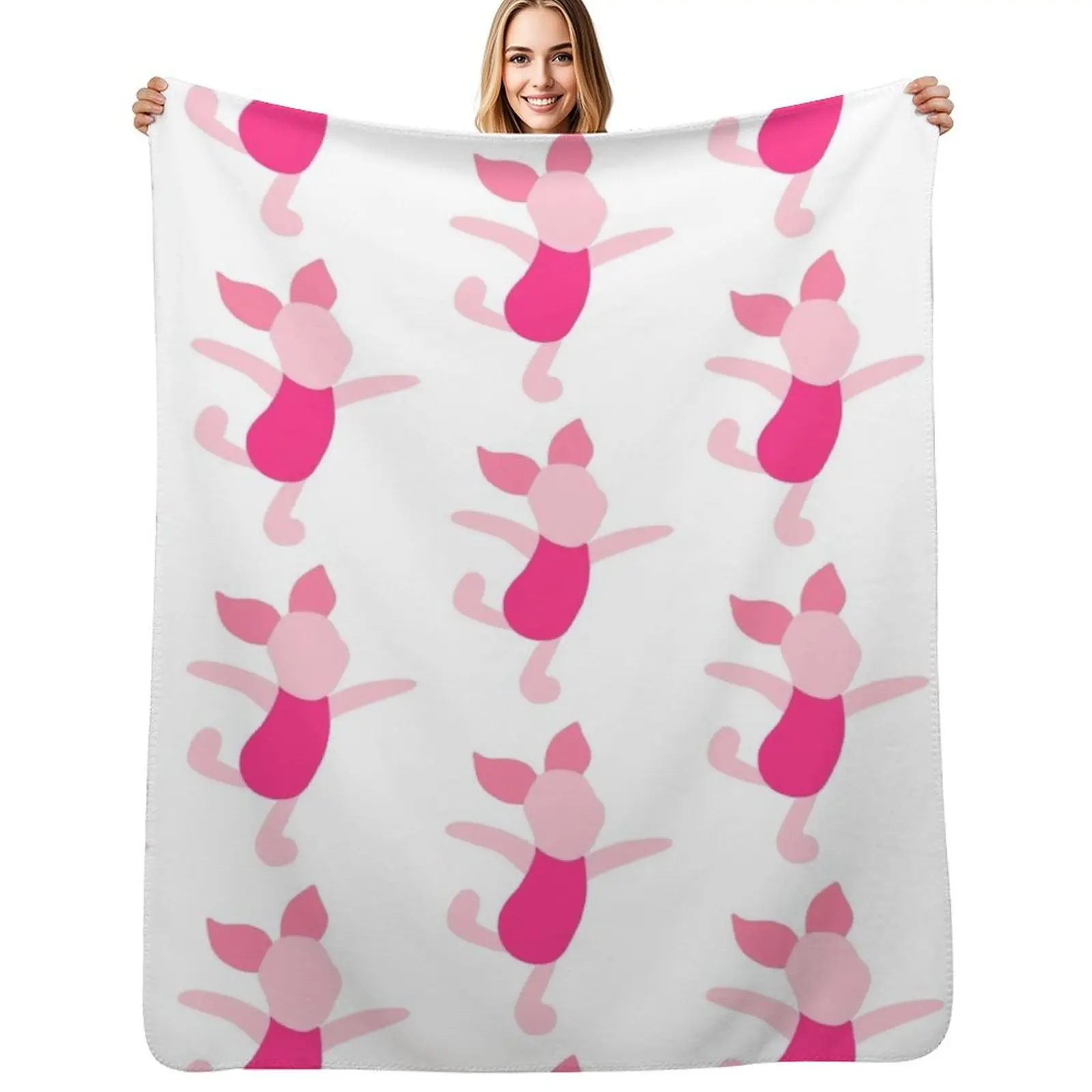Happy pig Throw Blanket Warm Napping Blanket for Office Couch Bed