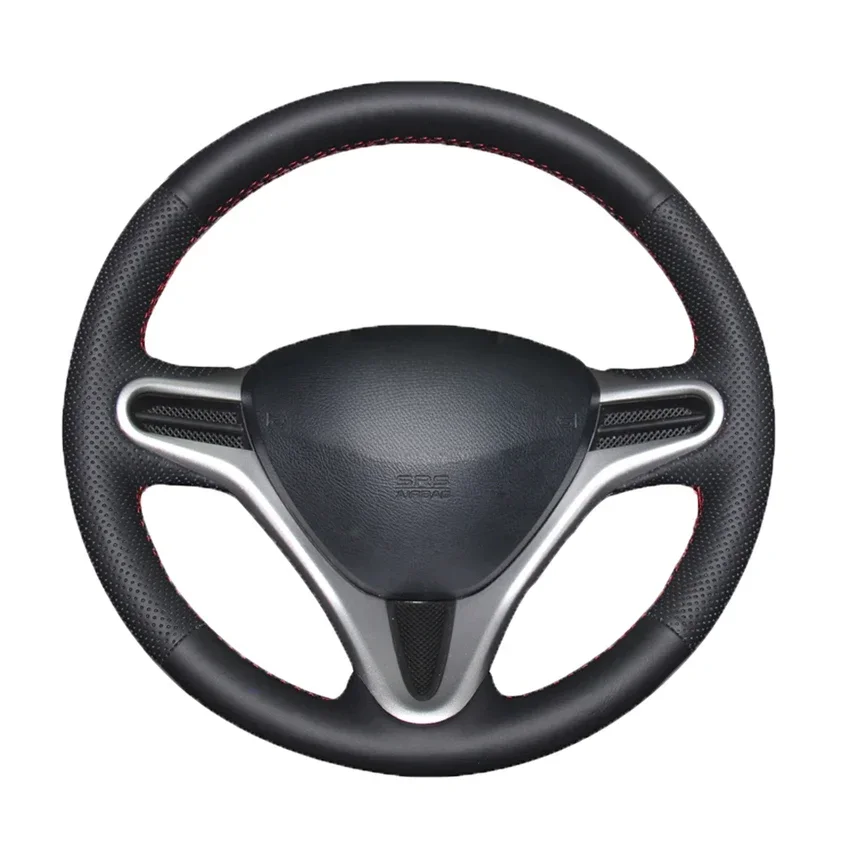 Black Artificial Leather No-slip Car Steering Wheel Cover for Honda Fit City 2009-2013 Jazz 2009-2013 Insight 2010-2014