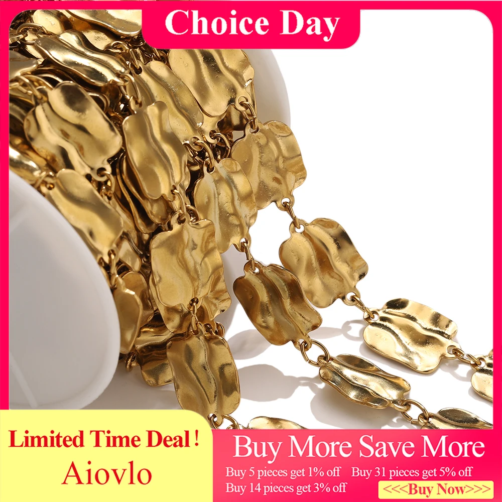 

1M 18K Gold Vacuum Plated Stainless Steel Ripple Texture Chain DIY Necklace Bracelet Jewelry Making Craft Supplies Wholesale