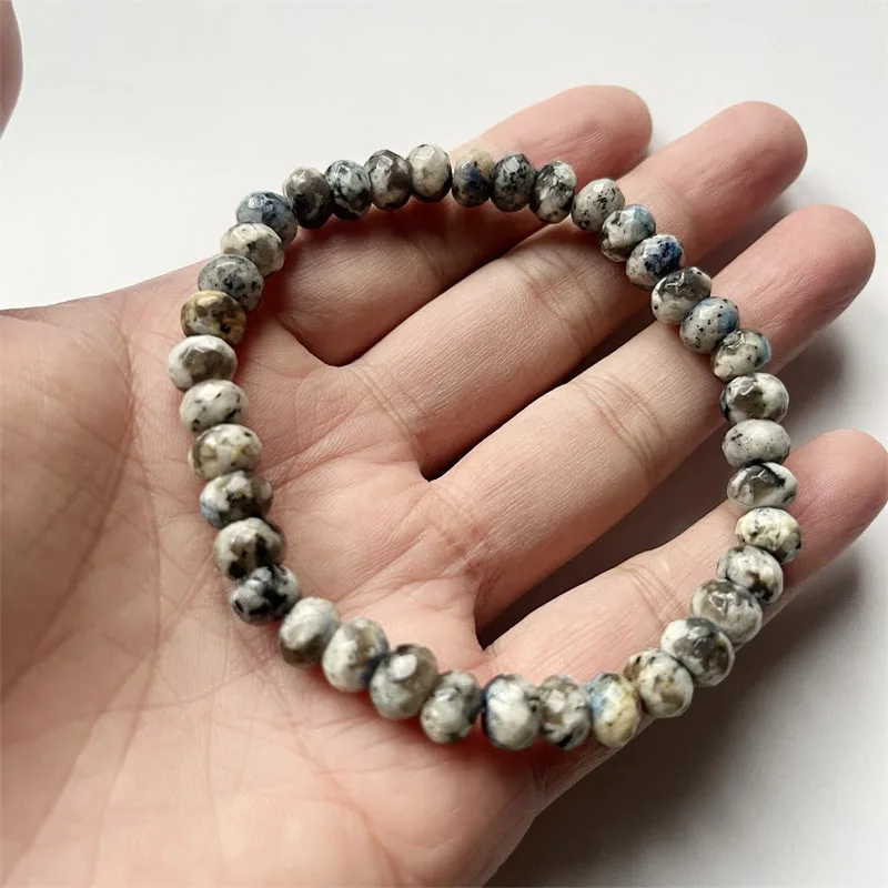 5*8MM Faceted K2 Jade Bracelet For Women Men Blue Natural Jasper Stone Beads Round Shape Relief School Student Friend Jewelry view 2