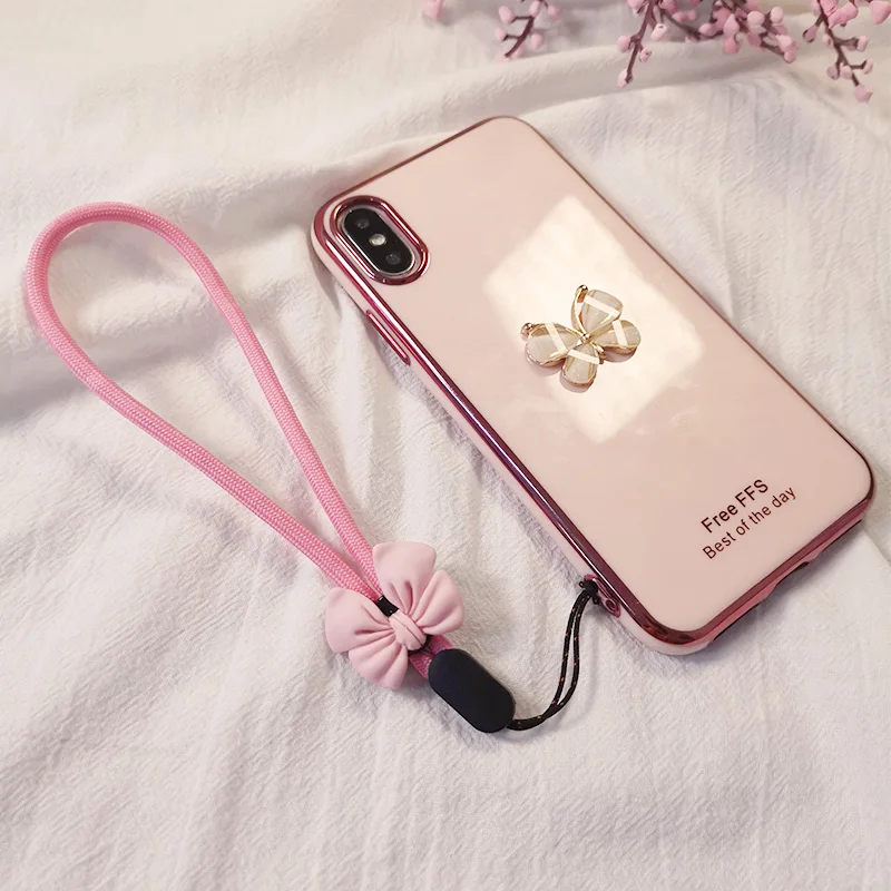 Short bow simple lanyard Wrist Straps Hand Lanyard Rope simple lanyard Mobile Phone Keys Lanyard For iPhone Redmi Xiaomi