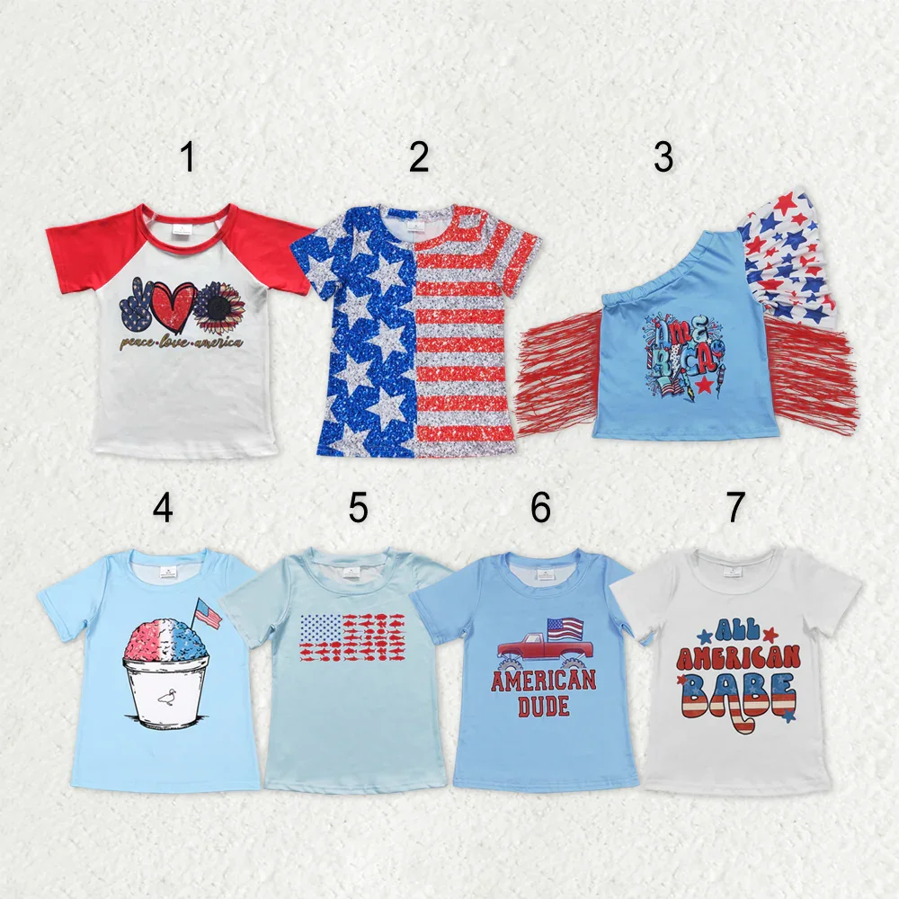 

z930-19 BT0388 Wholesale baby boy clothes Sibling Matching 4th of july short Sleeve tops Summer Boutique kids clothes girl