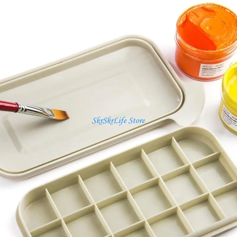 E65E Portable 3-IN-1 Painter Brush Washer with Palette Lid 16 Brush Holder for Artist