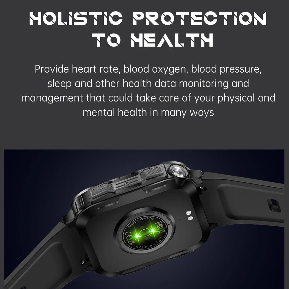 Reloj inteligente 2025 para hombres y mujeres, linterna LED resistente al agua, pantalla de 1,96 ", rastreador deportivo al aire libre de 430mAh, llamada de diente azul, reloj inteligente de música